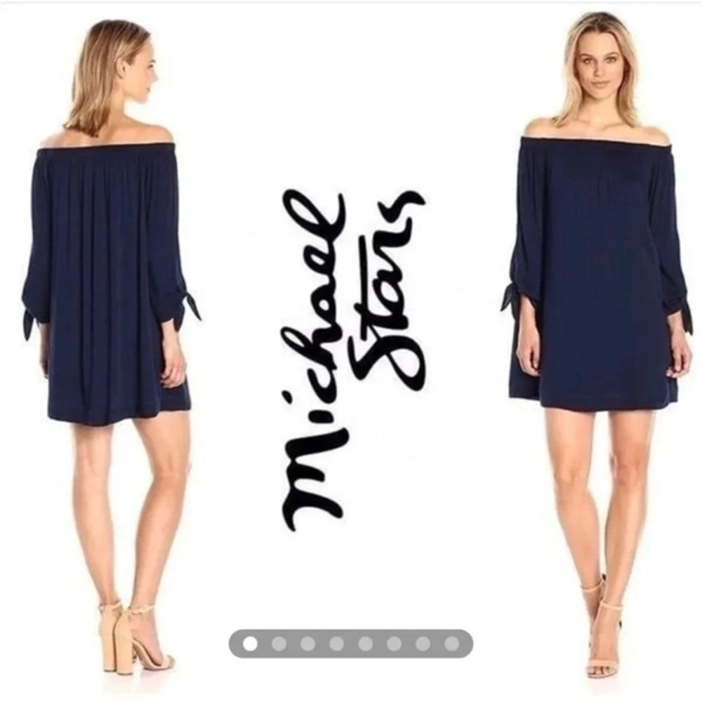 Michael Stars Women's Romy Tie Sleeve Dress in Navy- Size Small